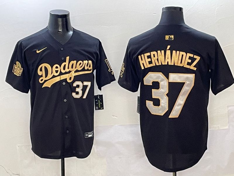 Men Los Angeles Dodgers #37 Hernandez Black Gold Game Nike 2025 MLB Jersey style 4->los angeles dodgers->MLB Jersey